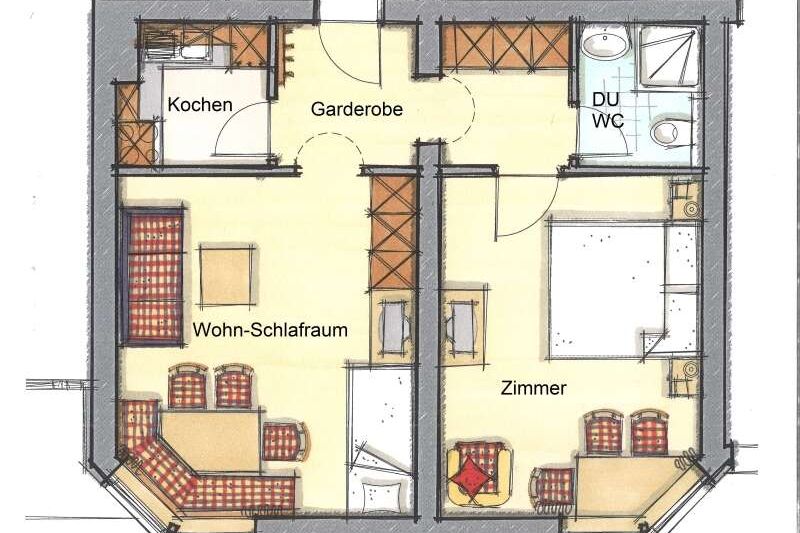 Floor plan of holiday apartment 1 in the Ischglerblick apartment