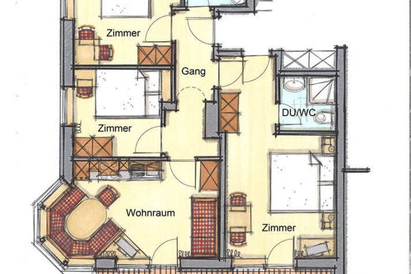Grundriss der Ferienwohnung 2 im Appart Ischglerblick