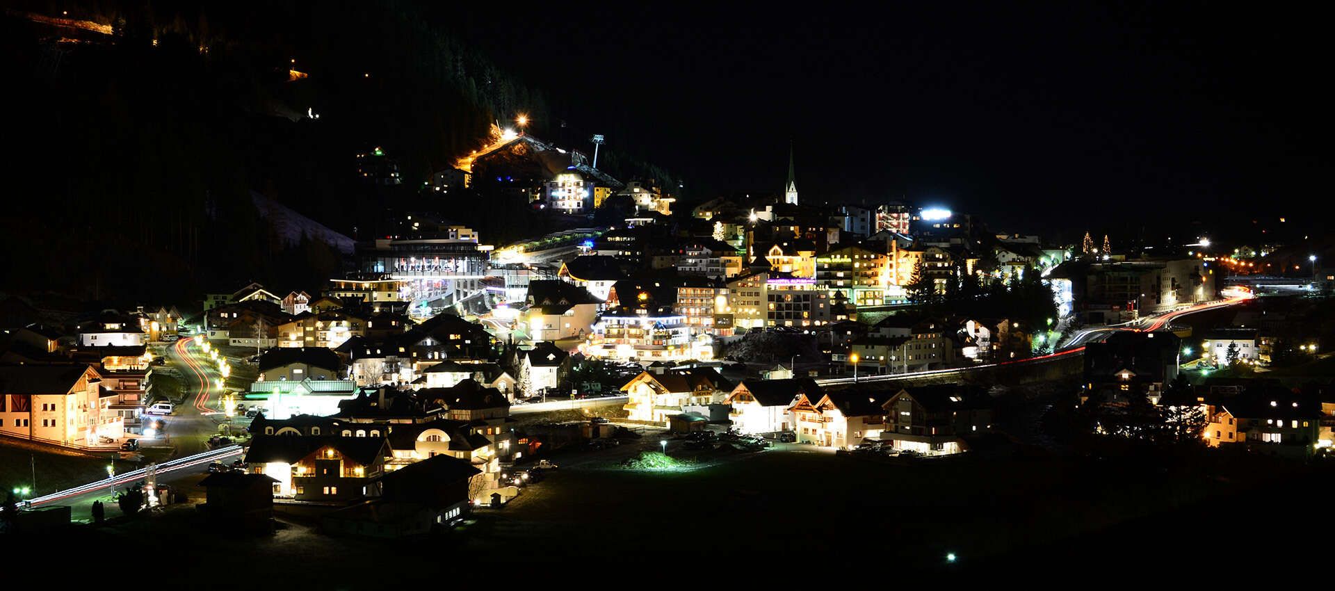 Ischgl at night View of the town