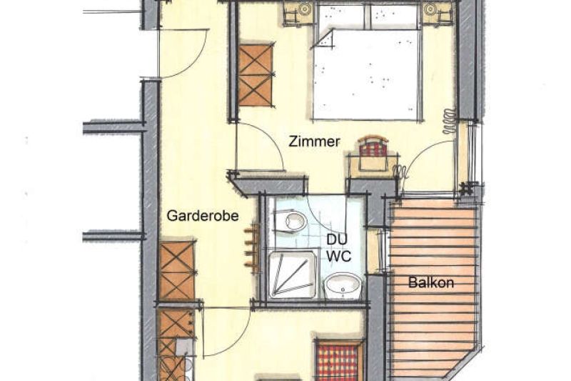 Floor plan of holiday apartment 3 in the Ischglerblick apartment