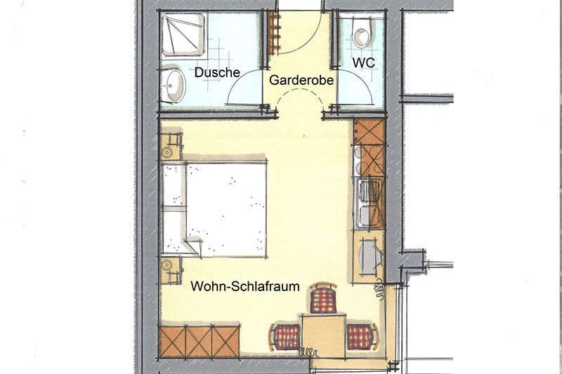 Floor plan of holiday apartment 1 in the Ischglerblick apartment