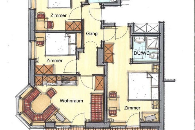 Floor plan of holiday apartment 2 in the Ischglerblick apartment